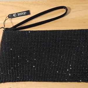 Charming Charlie RSVP Black Sparkle Wristlet Clutch Handbag Purse   NWT